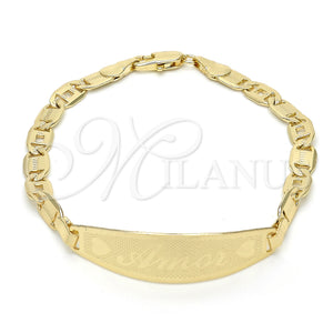 Gold Filled Bracelet — ID Bracelet Heart Design Polished 03.63. 05 MM — main product view — SKU 123839 | Oro Laminado brazalete — ID Bracelet corazón diseño pulido 03.63. 05 MM — SKU 123839