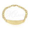 Oro Laminado ID Bracelet, Gold Filled Style Heart Design, Polished, Golden Finish, 03.63.1935.07 (05 MM Thickness, 7 Inches Length)