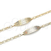 Oro Laminado ID Bracelet, Gold Filled Style Heart Design, Polished, Golden Finish, 03.63.1935.07 (05 MM Thickness, 7 Inches Length)