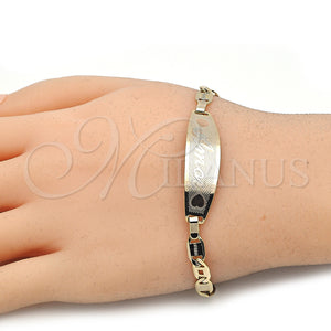 Gold Filled Bracelet — ID Bracelet Heart Design Polished Tricolor 03.63. 05 — main product view — SKU 123840 | Oro Laminado brazalete — ID Bracelet corazón diseño pulido Tricolor 03.63. 05 — SKU 123840