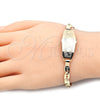 Oro Laminado ID Bracelet, Gold Filled Style Elephant Design, Polished, Golden Finish, 03.63.1936.07 (05 MM Thickness, 7 Inches Length)