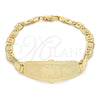Oro Laminado ID Bracelet, Gold Filled Style Elephant Design, Polished, Golden Finish, 03.63.1936.07 (05 MM Thickness, 7 Inches Length)