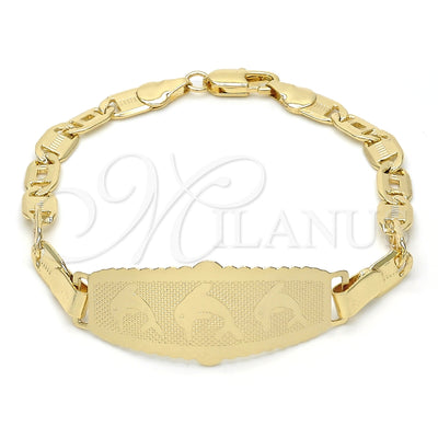 Oro Laminado ID Bracelet, Gold Filled Style Dolphin Design, Polished, Golden Finish, 03.63.1937.07 (05 MM for wholesale, main product view
