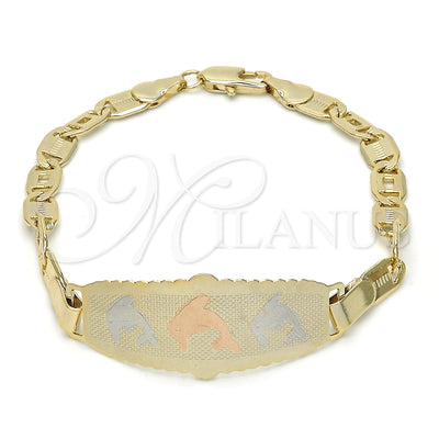 Oro Laminado ID Bracelet, Gold Filled Style Dolphin Design, Polished, Tricolor, 03.63.1937.1.07 (05 MM for wholesale, main product view