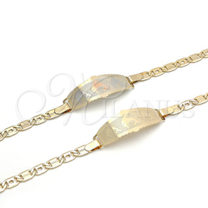 Gold Filled Bracelet — ID Bracelet Dolphin Design Polished Tricolor 03.63. 05 — main product view — SKU 123844 | Oro Laminado brazalete — ID Bracelet Dolphin diseño pulido Tricolor 03.63. 05 — SKU 123844