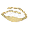 Oro Laminado ID Bracelet, Gold Filled Style Flower Design, Polished, Golden Finish, 03.63.1938.07 (05 MM Thickness, 7 Inches Length)