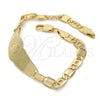 Oro Laminado ID Bracelet, Gold Filled Style Flower Design, Polished, Golden Finish, 03.63.1938.07 (05 MM Thickness, 7 Inches Length)