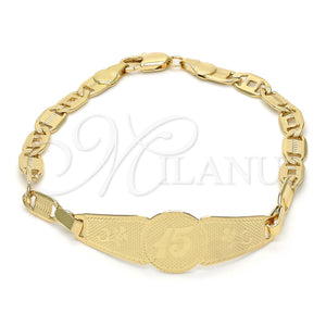 Gold Filled Bracelet — ID Bracelet Flower Design Polished 03.63. 05 MM — main product view — SKU 123845 | Oro Laminado brazalete — ID Bracelet flor diseño pulido 03.63. 05 MM — SKU 123845