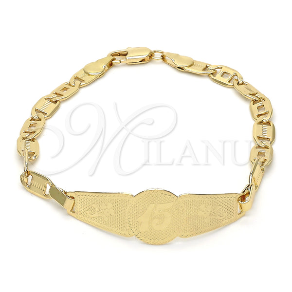 Gold Filled Bracelet — ID Bracelet Flower Design Polished 03.63. 05 MM — main product view — SKU 123845 | Oro Laminado brazalete — ID Bracelet flor diseño pulido 03.63. 05 MM — SKU 123845