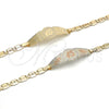 Oro Laminado ID Bracelet, Gold Filled Style Flower Design, Polished, Golden Finish, 03.63.1938.07 (05 MM Thickness, 7 Inches Length)