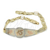 Oro Laminado ID Bracelet, Gold Filled Style Flower Design, Polished, Tricolor, 03.63.1938.1.07 (05 MM Thickness, 7 Inches Length)