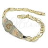 Oro Laminado ID Bracelet, Gold Filled Style Flower Design, Polished, Tricolor, 03.63.1938.1.07 (05 MM Thickness, 7 Inches Length)