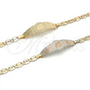 Oro Laminado ID Bracelet, Gold Filled Style Flower Design, Polished, Tricolor, 03.63.1938.1.07 (05 MM Thickness, 7 Inches Length)