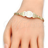 Oro Laminado ID Bracelet, Gold Filled Style Guadalupe and Heart Design, Polished, Golden Finish, 03.63.1939.07 (05 MM Thickness, 7 Inches Length)