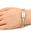 Oro Laminado ID Bracelet, Gold Filled Style Elephant and Owl Design, Polished, Golden Finish, 03.63.1940.08 (08 MM Thickness, 8 Inches Length)