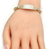 Oro Laminado ID Bracelet, Gold Filled Style Flower and Heart Design, Polished, Golden Finish, 03.63.1941.08 (08 MM Thickness, 8 Inches Length)