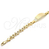 Oro Laminado ID Bracelet, Gold Filled Style Flower and Heart Design, Polished, Golden Finish, 03.63.1941.08 (08 MM Thickness, 8 Inches Length)