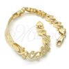 Oro Laminado ID Bracelet, Gold Filled Style Flower and Heart Design, Polished, Golden Finish, 03.63.1941.08 (08 MM Thickness, 8 Inches Length)