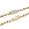 Oro Laminado ID Bracelet, Gold Filled Style Flower and Heart Design, Polished, Golden Finish, 03.63.1941.08 (08 MM Thickness, 8 Inches Length)