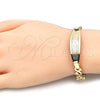 Oro Laminado ID Bracelet, Gold Filled Style Heart Design, Polished, Golden Finish, 03.63.1942.08 (08 MM Thickness, 8 Inches Length)