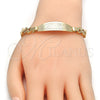 Oro Laminado ID Bracelet, Gold Filled Style Heart Design, Polished, Golden Finish, 03.63.1942.08 (08 MM Thickness, 8 Inches Length)