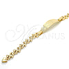 Oro Laminado ID Bracelet, Gold Filled Style Heart Design, Polished, Golden Finish, 03.63.1942.08 (08 MM Thickness, 8 Inches Length)
