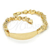 Oro Laminado ID Bracelet, Gold Filled Style Heart Design, Polished, Golden Finish, 03.63.1942.08 (08 MM Thickness, 8 Inches Length)