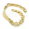 Oro Laminado ID Bracelet, Gold Filled Style Heart Design, Polished, Golden Finish, 03.63.1942.08 (08 MM Thickness, 8 Inches Length)
