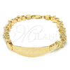 Oro Laminado ID Bracelet, Gold Filled Style Heart Design, Polished, Golden Finish, 03.63.1942.08 (08 MM Thickness, 8 Inches Length)