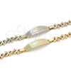 Oro Laminado ID Bracelet, Gold Filled Style Heart Design, Polished, Golden Finish, 03.63.1942.08 (08 MM Thickness, 8 Inches Length)