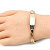 Oro Laminado ID Bracelet, Gold Filled Style Heart Design, Polished, Golden Finish, 03.63.1943.08 (08 MM Thickness, 8 Inches Length)