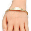 Oro Laminado ID Bracelet, Gold Filled Style Heart Design, Polished, Golden Finish, 03.63.1943.08 (08 MM Thickness, 8 Inches Length)