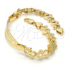 Oro Laminado ID Bracelet, Gold Filled Style Heart Design, Polished, Golden Finish, 03.63.1943.08 (08 MM Thickness, 8 Inches Length)