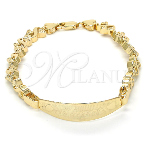 Gold Filled Bracelet — ID Bracelet Heart Design Polished 03.63. 08 MM — main product view — SKU 123855 | Oro Laminado brazalete — ID Bracelet corazón diseño pulido 03.63. 08 MM — SKU 123855