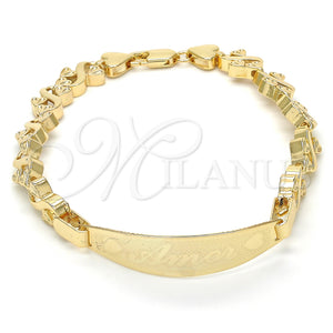Gold Filled Bracelet — ID Bracelet Heart Design Polished 03.63. 08 MM — main product view — SKU 123855 | Oro Laminado brazalete — ID Bracelet corazón diseño pulido 03.63. 08 MM — SKU 123855