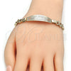 Oro Laminado ID Bracelet, Gold Filled Style Heart Design, Polished, Tricolor, 03.63.1943.1.08 (08 MM Thickness, 8 Inches Length)