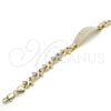 Oro Laminado ID Bracelet, Gold Filled Style Heart Design, Polished, Tricolor, 03.63.1943.1.08 (08 MM Thickness, 8 Inches Length)