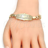 Oro Laminado ID Bracelet, Gold Filled Style Elephant Design, Polished, Golden Finish, 03.63.1944.08 (08 MM Thickness, 8 Inches Length)