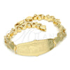 Oro Laminado ID Bracelet, Gold Filled Style Elephant Design, Polished, Golden Finish, 03.63.1944.08 (08 MM Thickness, 8 Inches Length)