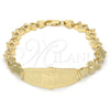 Oro Laminado ID Bracelet, Gold Filled Style Elephant Design, Polished, Golden Finish, 03.63.1944.08 (08 MM Thickness, 8 Inches Length)
