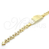 Oro Laminado ID Bracelet, Gold Filled Style Dolphin and Heart Design, Polished, Golden Finish, 03.63.1945.08 (08 MM Thickness, 8 Inches Length)