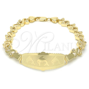Gold Filled Bracelet — ID Bracelet Dolphin and Heart Design Polished 03.63. — main product view — SKU 123859 | Oro Laminado brazalete — ID Bracelet Dolphin and corazón diseño pulido 03.63. — SKU 123859