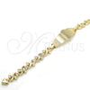 Oro Laminado ID Bracelet, Gold Filled Style Flower and Heart Design, Polished, Golden Finish, 03.63.1947.08 (08 MM Thickness, 8 Inches Length)