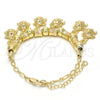 Oro Laminado Charm Bracelet, Gold Filled Style Turtle Design, Polished, Golden Finish, 03.63.1953.08 (04 MM Thickness, 8 Inches Length)