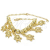 Oro Laminado Charm Bracelet, Gold Filled Style Turtle Design, Polished, Golden Finish, 03.63.1953.08 (04 MM Thickness, 8 Inches Length)