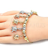 Oro Laminado Charm Bracelet, Gold Filled Style Turtle Design, Polished, Tricolor, 03.63.1953.1.08 (04 MM Thickness, 8 Inches Length)