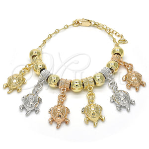 Gold Filled Bracelet — Charm Bracelet Turtle Design Polished Tricolor 03.63. 04 — main product view — SKU 123873 | Oro Laminado brazalete — Charm Bracelet Turtle diseño pulido Tricolor 03.63. 04 — SKU 123873