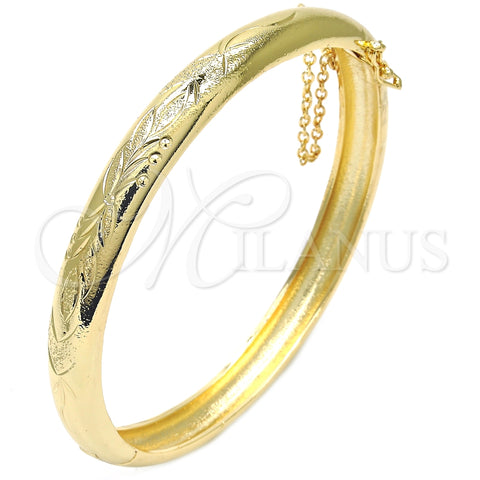 Oro Laminado Individual Bangle, Gold Filled Style Diamond Cutting Finish, Golden Finish, 07.168.0016.05 (08 MM Thickness, Size 5 (2.50 Diameter))