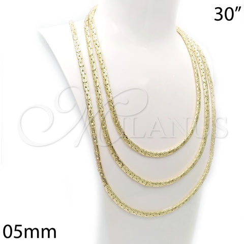 Oro Laminado Basic Necklace, Gold Filled Style Polished, Golden Finish, 03.145.0008.30 (05 MM Thickness, 30 Inches Length)
