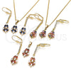 Oro Laminado Earring and Pendant Adult Set, Gold Filled Style with Sapphire Blue and White Cubic Zirconia, Polished, Golden Finish, 10.210.0071.2